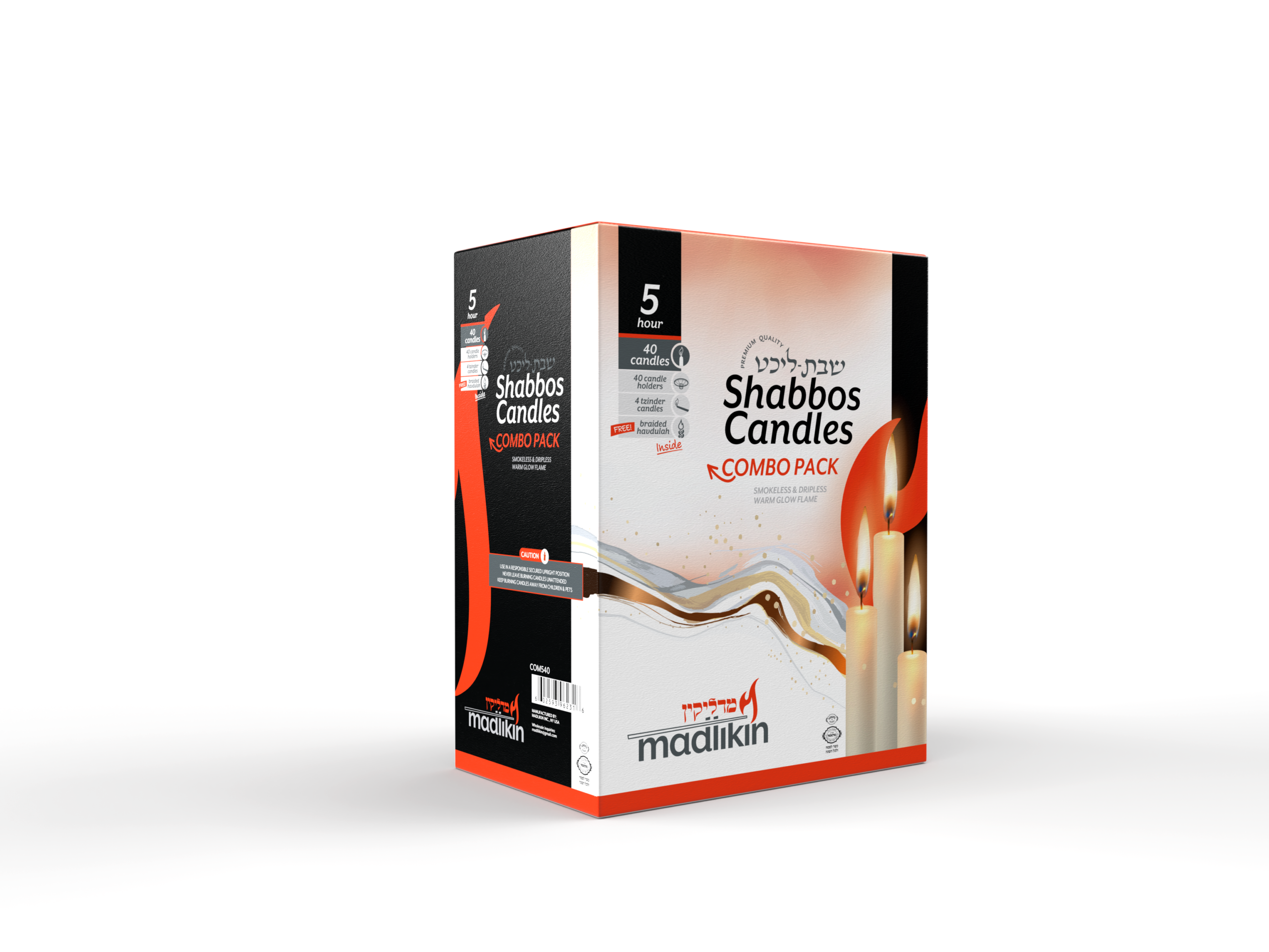 White Dinner Candlesticks Set: Dripless, Smokeless, 40 Count with Protectors - 5 Hours burn time