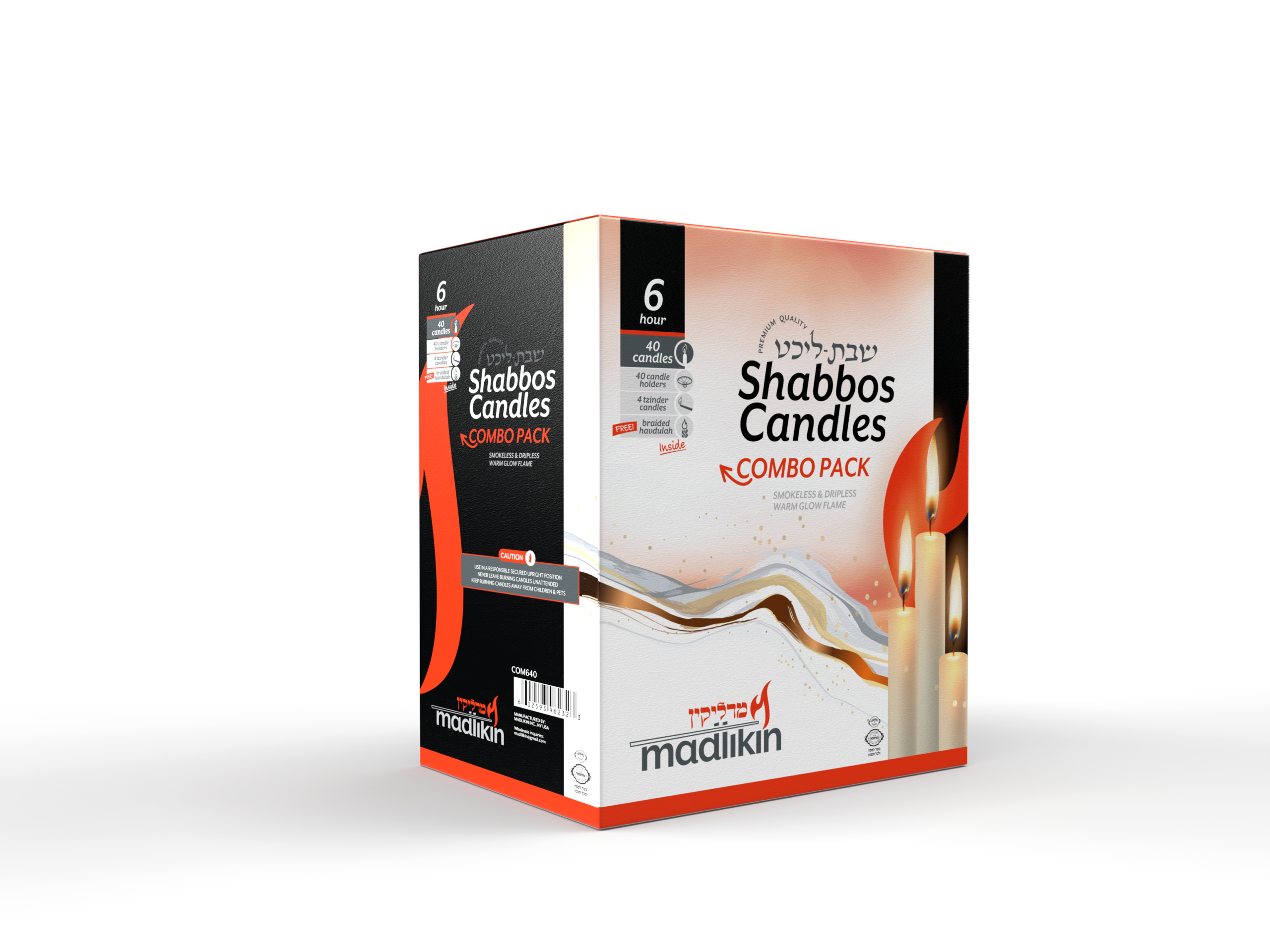 White Dinner Candlesticks Set: Dripless, Smokeless, 40 Count with Protectors - 6 Hours burn time