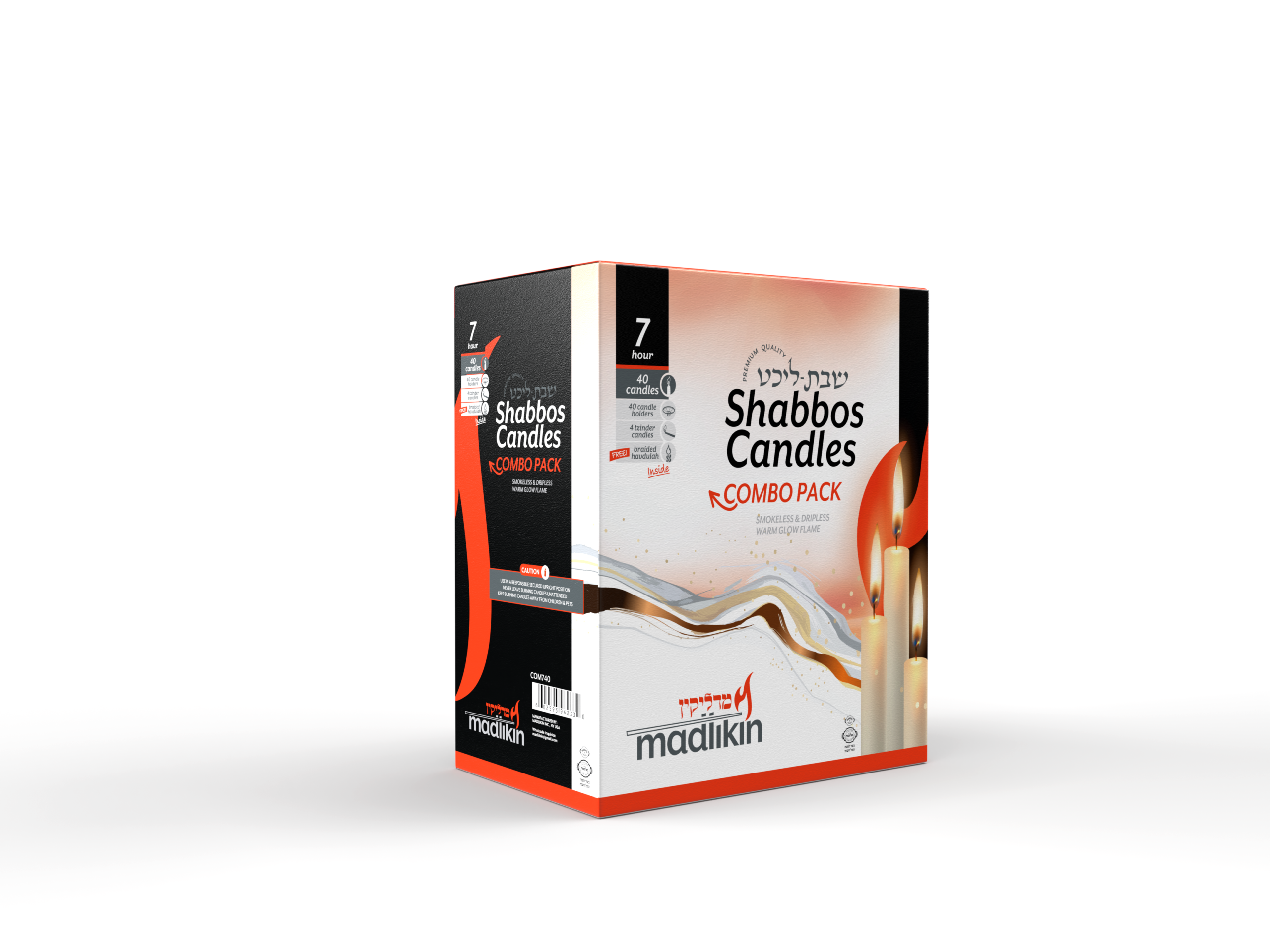White Dinner Candlesticks Set: Dripless, Smokeless, 40 Count with Protectors - 7 Hours burn time